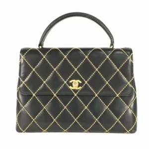 Chanel wild stitch handbag black gold metal fittings 收購參考價格