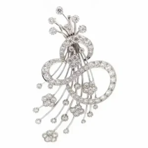 K18WG diamond brooch 4.99 ct