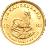 22-karat gold（K22）Krugerrand gold coin 1/4 ounce(1982)