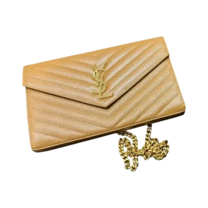 SAINT LAURENT Cassandra Chain Wallet in Leather