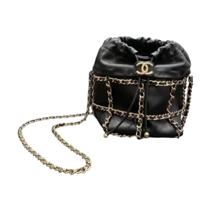 CHANEL Drawstring Chain Shoulder Bag in Caviar Skin